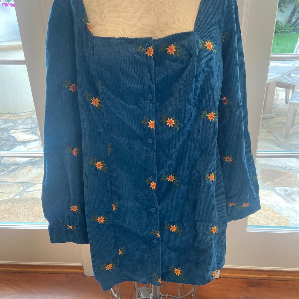 Curve & Plus Floral Print Corduroy Mini Dress